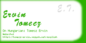 ervin tomecz business card